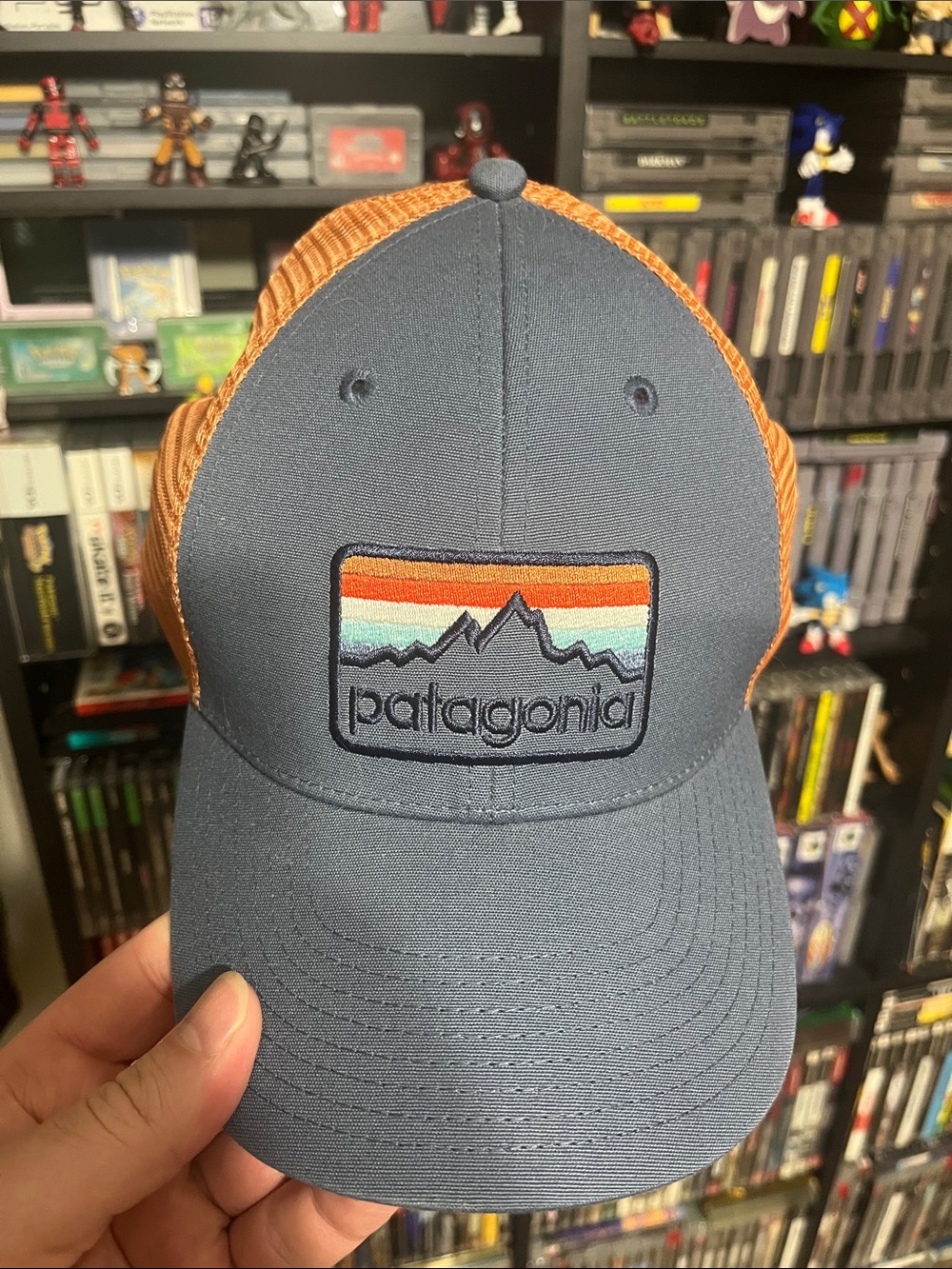 Patagonia Blue Front Cap with Orange Mesh